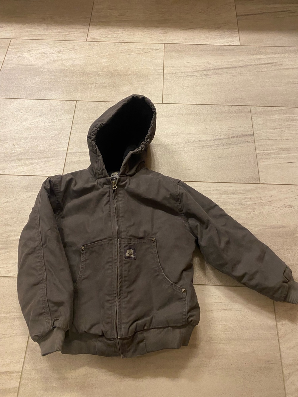 Kids Berne Hooded Coat in Brown Size S (7/8)